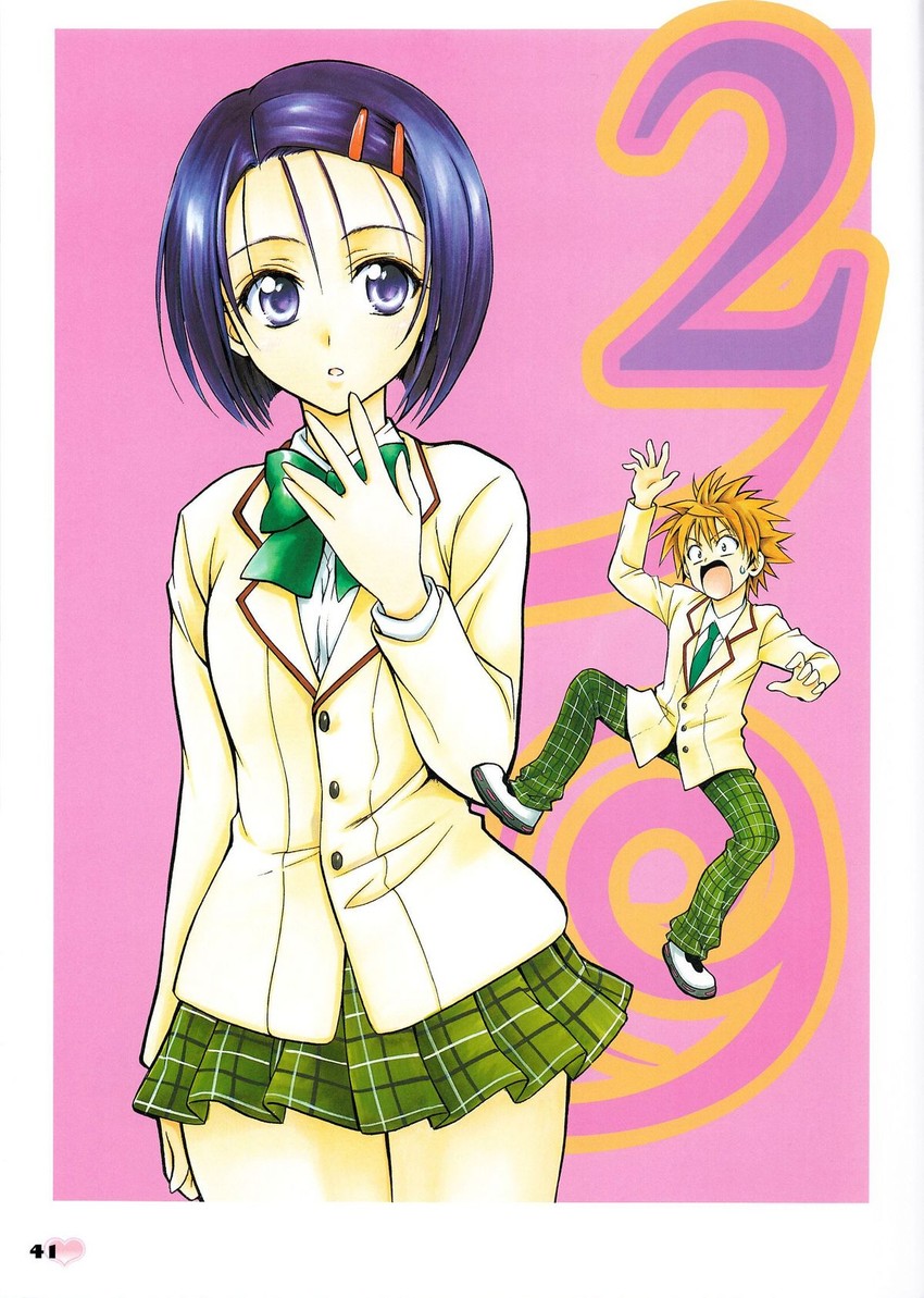 sairenji haruna and yuuki rito (to love-ru) drawn by yabuki_kentarou