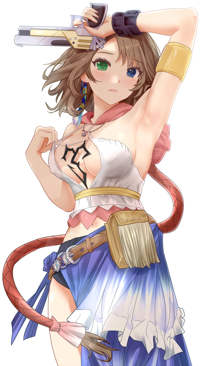 yuna and gunner (final fantasy and 2 more) drawn by taratwuruta