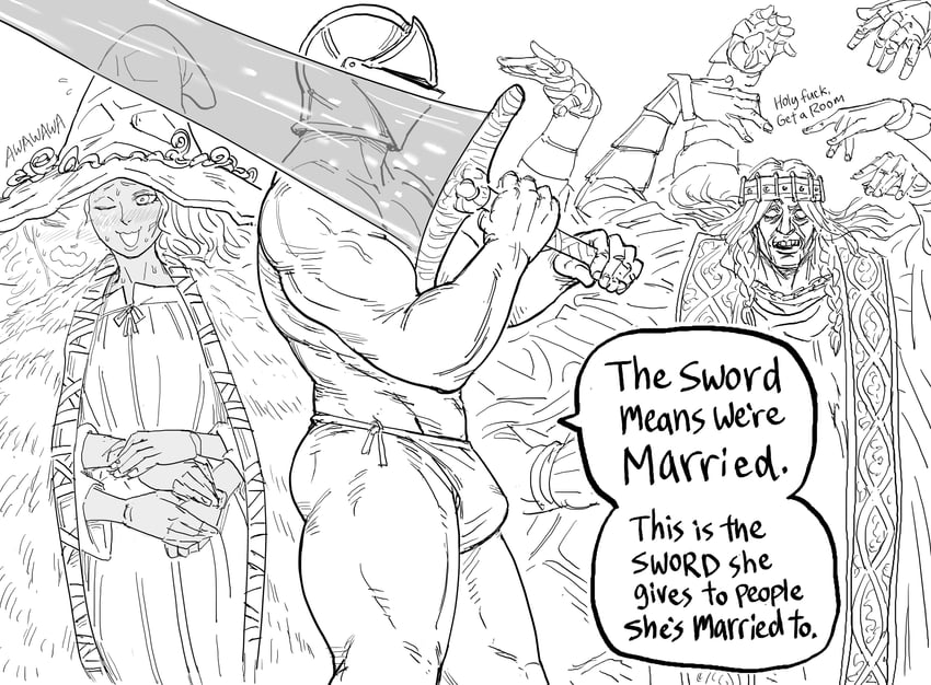 ranni the witch, tarnished, and godrick the grafted (elden ring) drawn by bb_(baalbuddy)