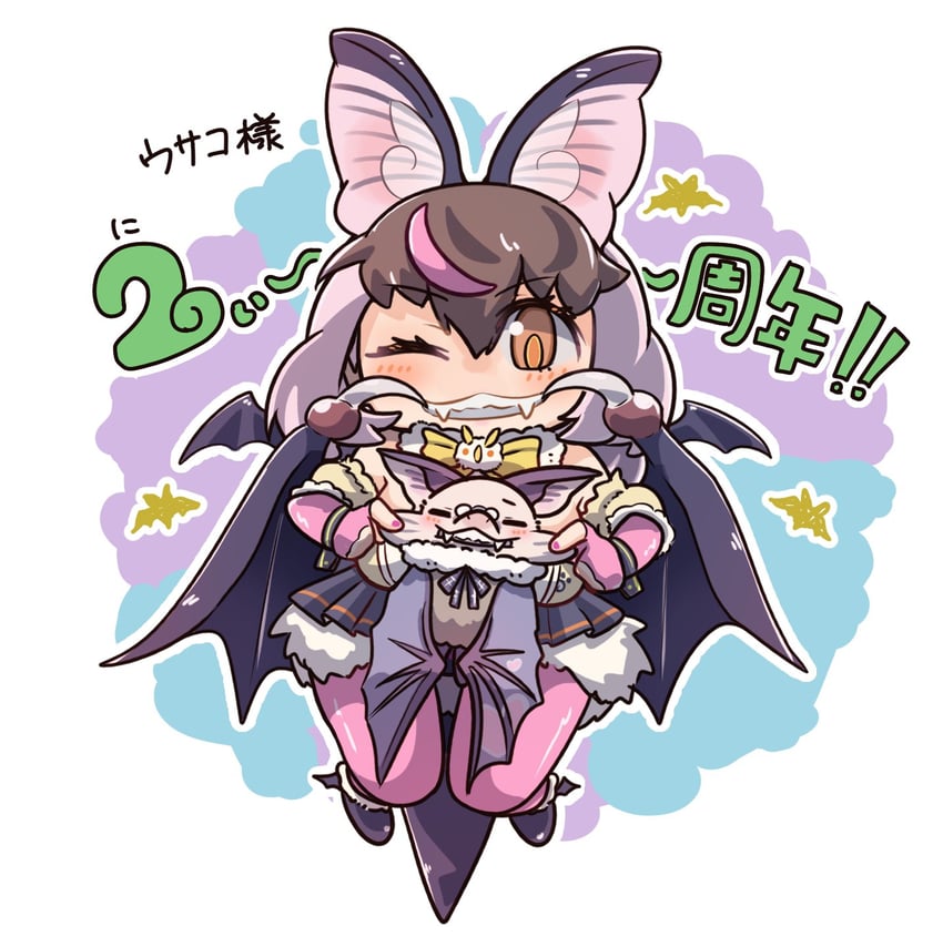 brown long-eared bat and poporu (kemono friends and 1 more) drawn by asihire