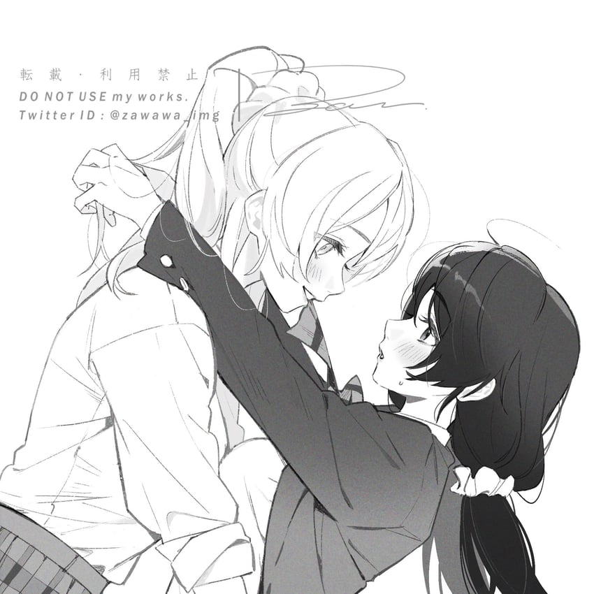 tojo nozomi and ayase eli (love live! and 1 more) drawn by zawawa_(satoukibi1108)