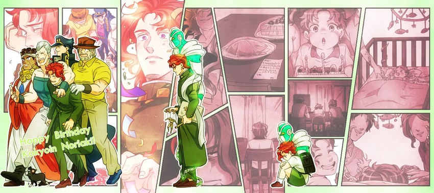 joseph joestar, kujo jotaro, dio brando, kakyoin noriaki, jean pierre polnareff, and 3 more (jojo no kimyou na bouken and 1 more) drawn by imaru_(yashiro19950425)