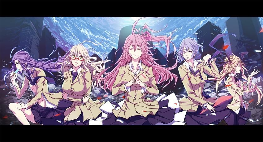 sakihata rimi, kishimoto ayase, orihara kozue, aoi sena, and kusunoki yua (chaos;head) drawn by ohs80002