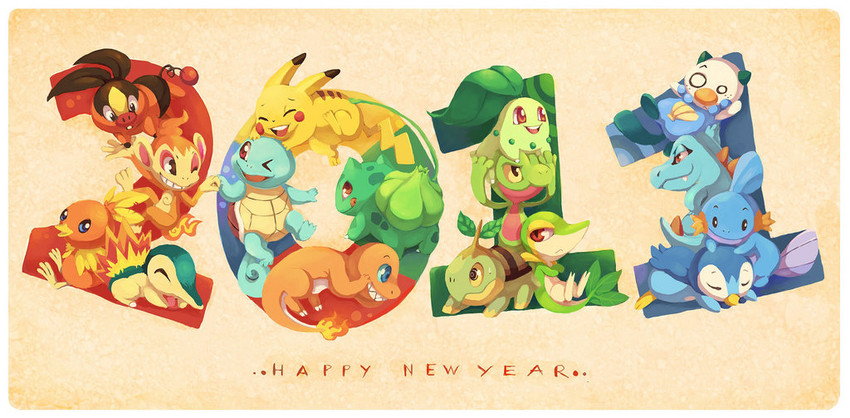 pikachu, piplup, bulbasaur, oshawott, squirtle, and 11 more (pokemon) drawn by watteri91