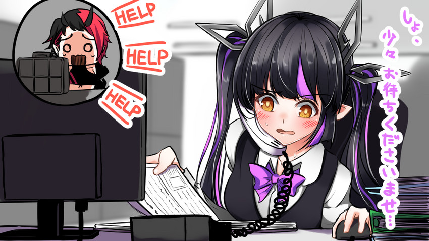 ryugasaki rene and kojo anna (nanashi inc. and 2 more) drawn by dameyoshi