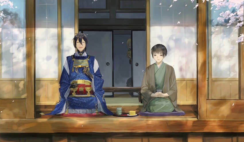 mikazuki munechika, japan, shishiou, and shishiou no mofumofu (touken ranbu and 1 more) drawn by hataya