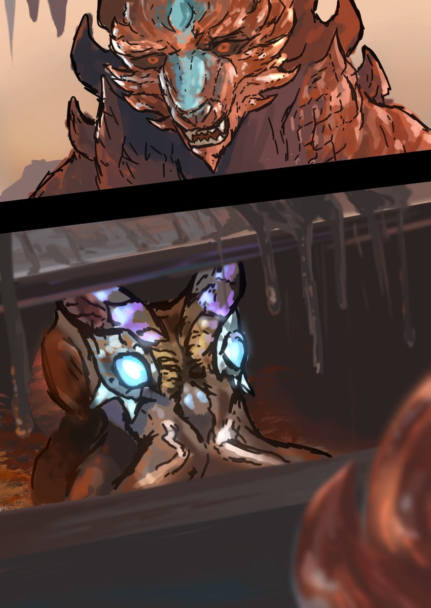 nu udra and ajarakan (monster hunter and 2 more) drawn by saulips