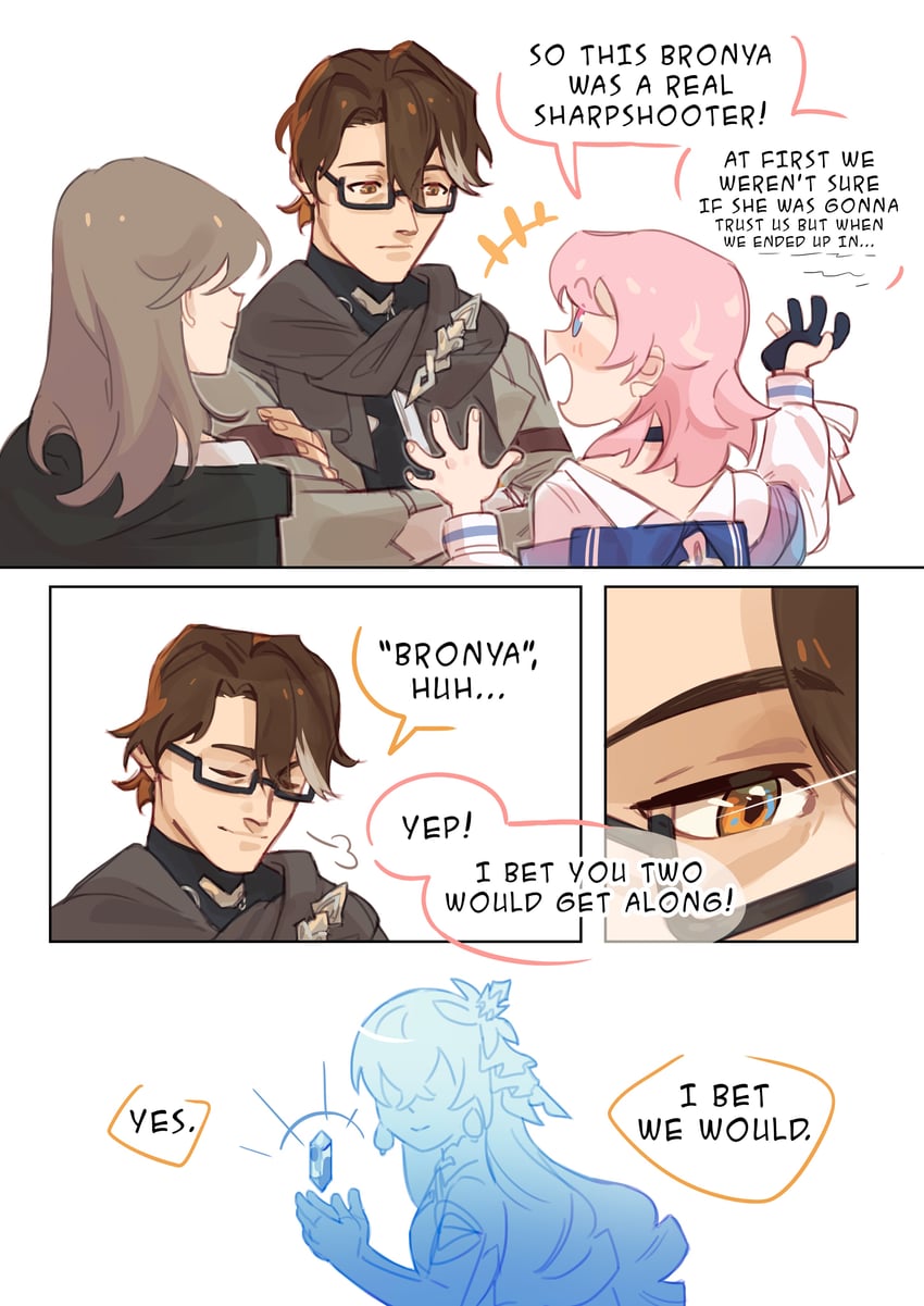 trailblazer, stelle, march 7th, bronya zaychik, and welt yang (honkai and 2 more) drawn by aita_draws