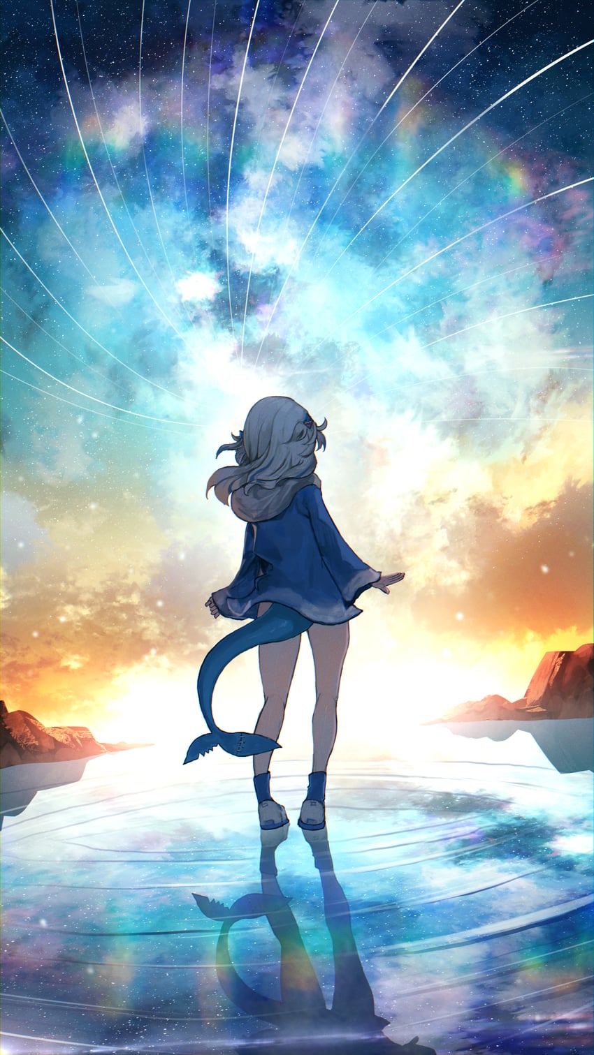 gawr gura (hololive and 1 more) drawn by advarcher