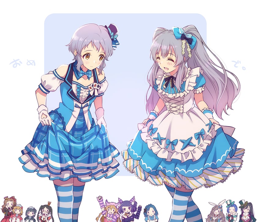 miura azusa, shirase sakuya, tsukioka kogane, suou momoko, tanaka mamimi, and 7 more (idolmaster and 3 more) drawn by riyo_(riyontoko)