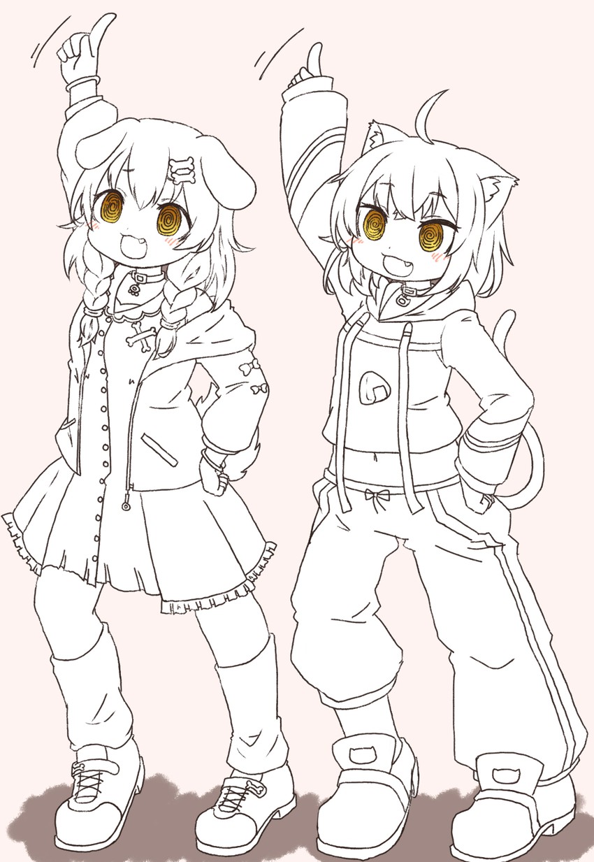 nekomata okayu and inugami korone (hololive) drawn by tonton_(tonz159)