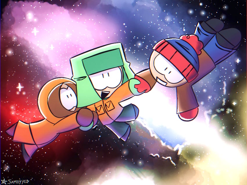 stan marsh, kenny mccormick, and kyle broflovski (south park) drawn by samoyyednt