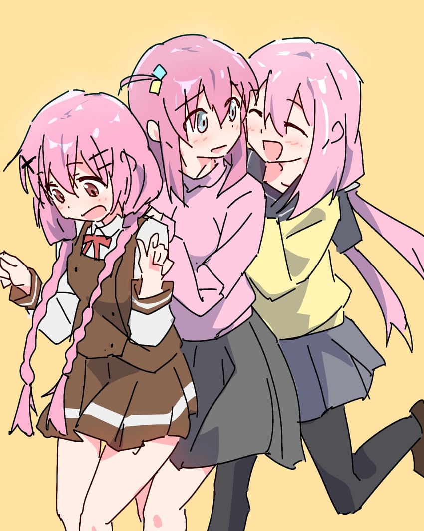 gotoh hitori, kagamihara nadeshiko, and moeta kaoruko (bocchi the rock! and 2 more) drawn by oekakiism