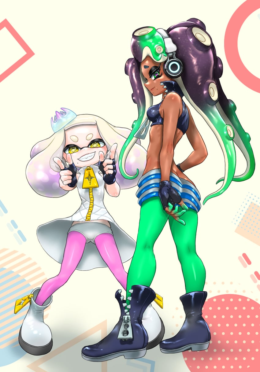 marina and pearl (splatoon and 1 more) drawn by koharu2.5