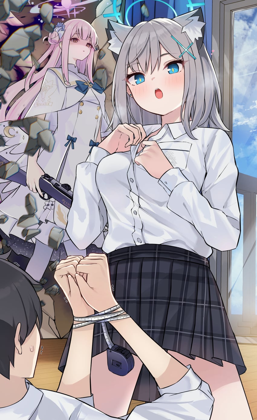 sensei, shiroko, and mika (blue archive) drawn by mi_taro333