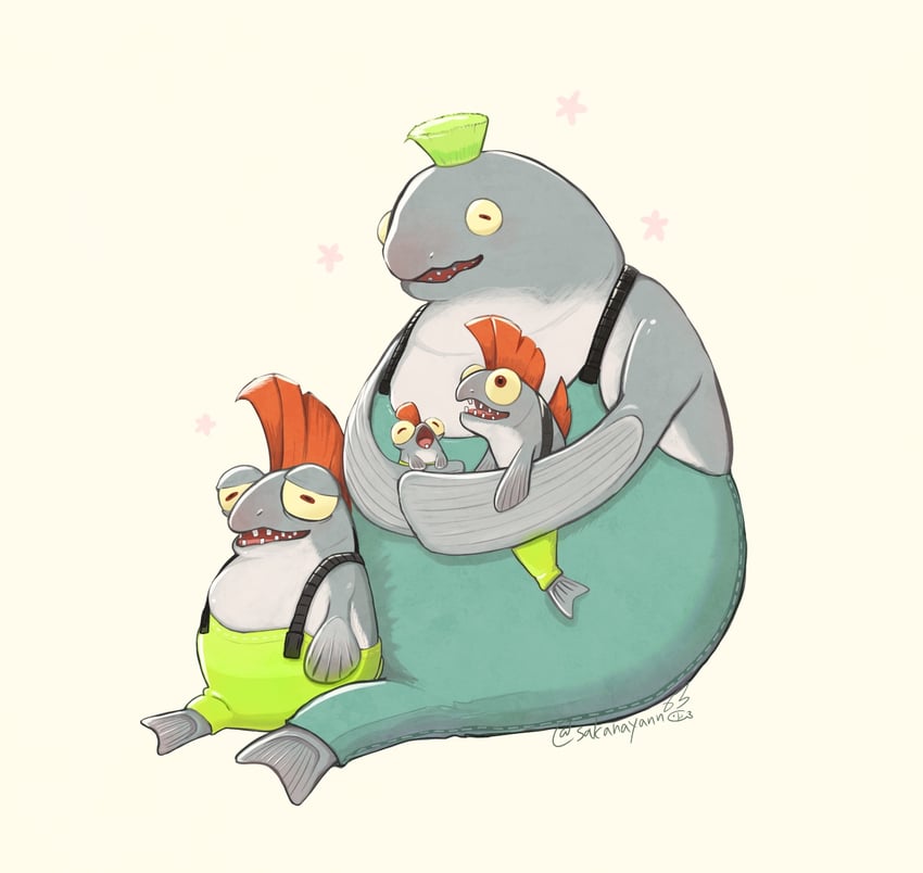 smallfry, chum, cohock, and big shot (splatoon and 1 more) drawn by ayan_(ayan_00o)