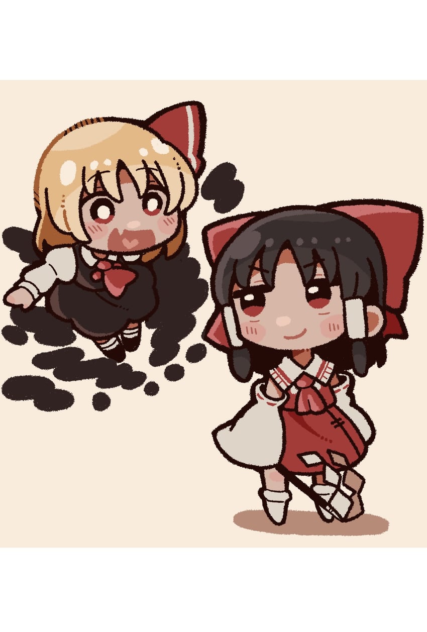 hakurei reimu and rumia (touhou and 1 more) drawn by henyomen