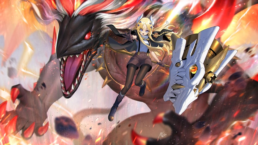 ecclesia, incredible ecclesia the virtuous, albaz, and albion the shrouded dragon (yu-gi-oh!) drawn by masin0201