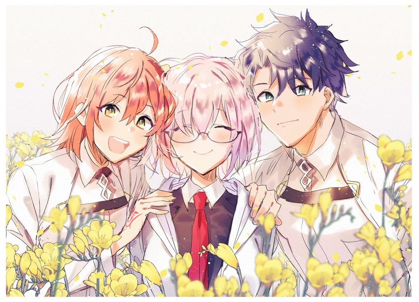 mash kyrielight and fujimaru ritsuka (fate and 1 more) drawn by wani_(mezo)