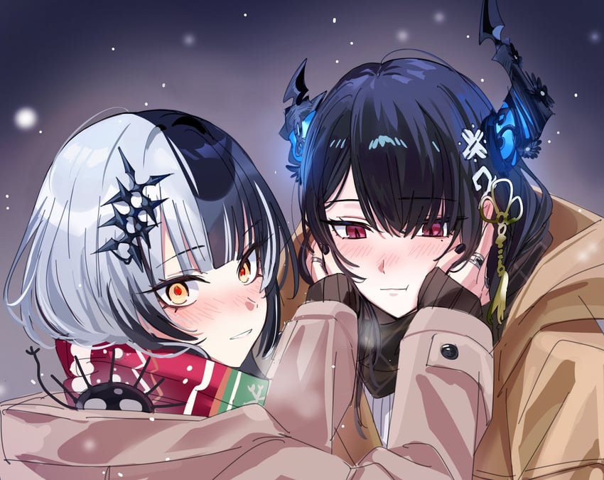 shiori novella, nerissa ravencroft, and yorick (hololive and 1 more) drawn by yomosaka