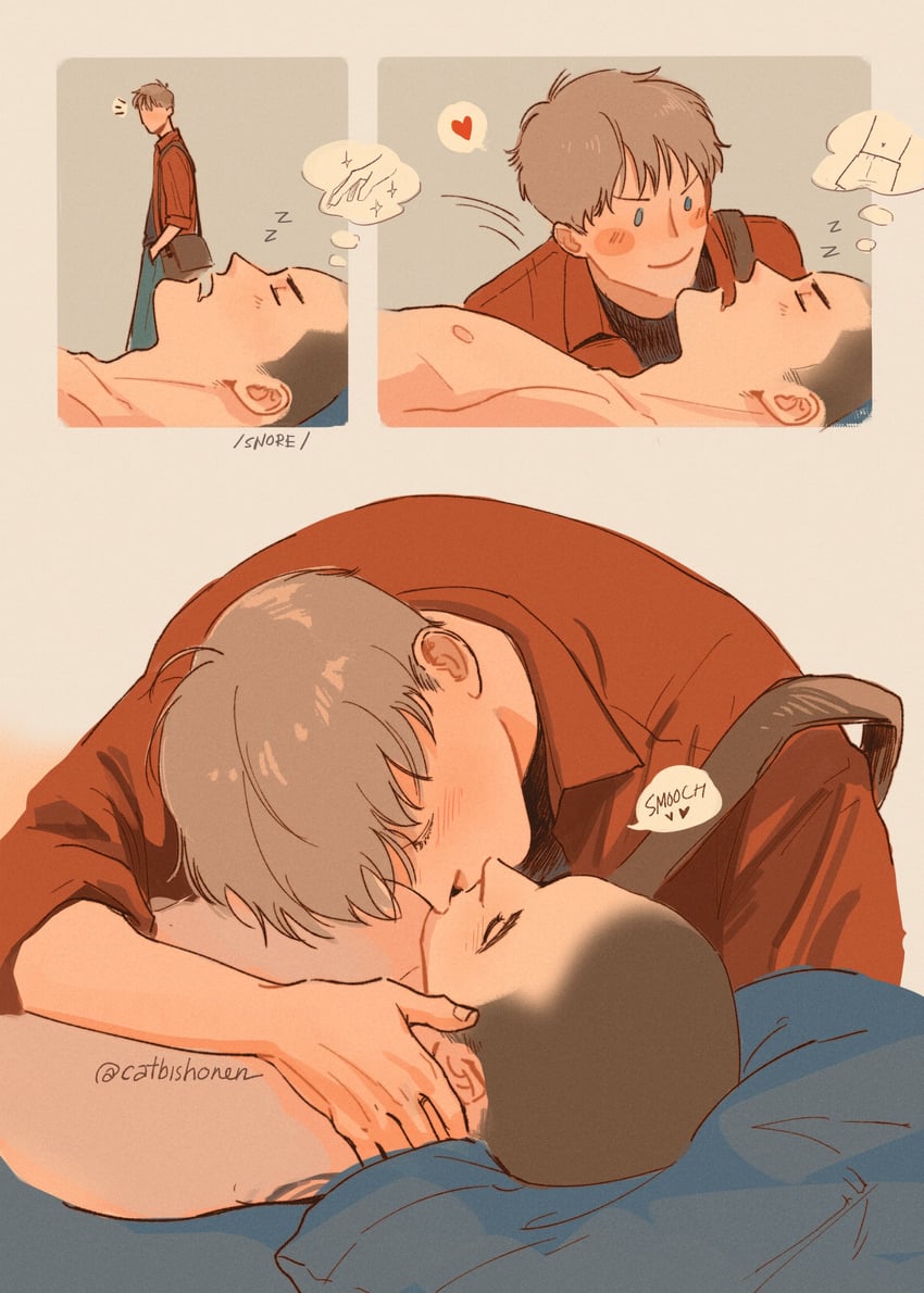 adam parrish and ronan lynch (the raven cycle) drawn by catbishonen