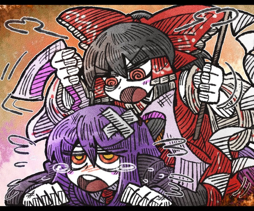hakurei reimu and reisen udongein inaba (touhou) drawn by suenari_(peace)