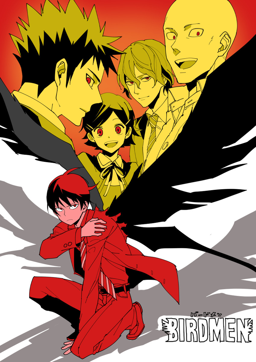 karasuma eishi, takayama sou, sagisawa rei, umino tsubame, and kamoda mikisada (birdmen) drawn by ayao77