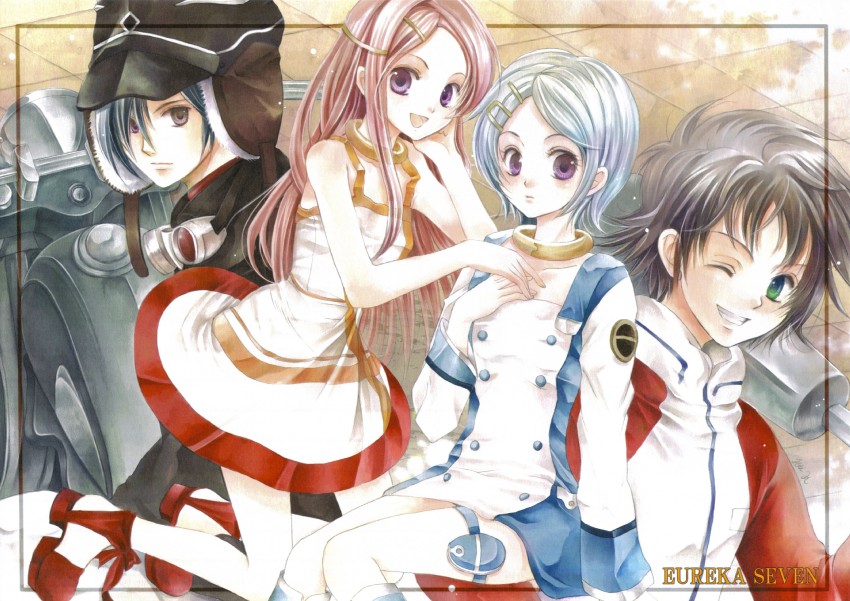 eureka, anemone, renton thurston, and dominic sorel (eureka seven) drawn by kousaka_yuu
