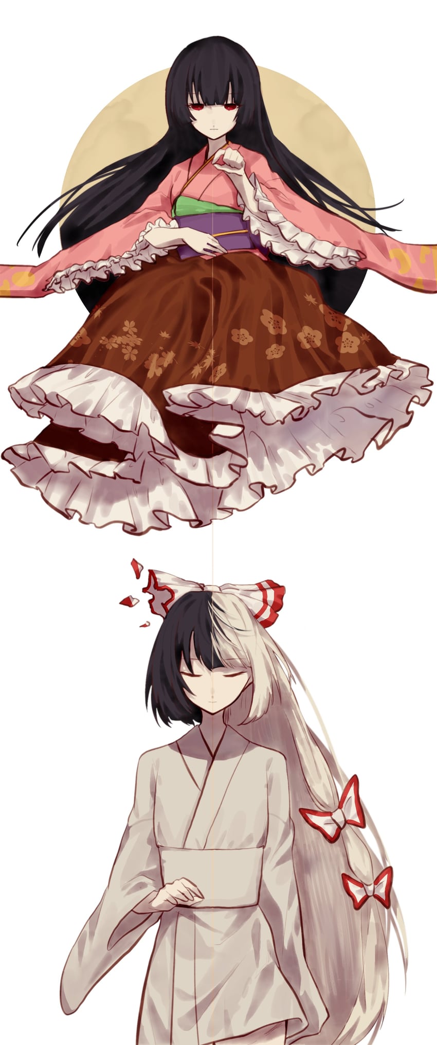 fujiwara no mokou and houraisan kaguya (touhou) drawn by somei_ooo