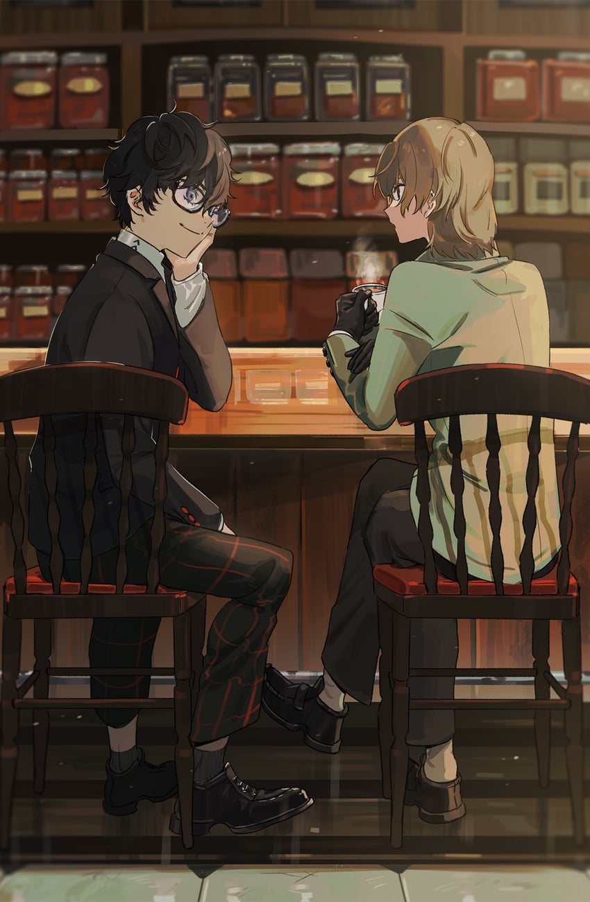amamiya ren and akechi gorou (persona and 1 more) drawn by mayuakakun