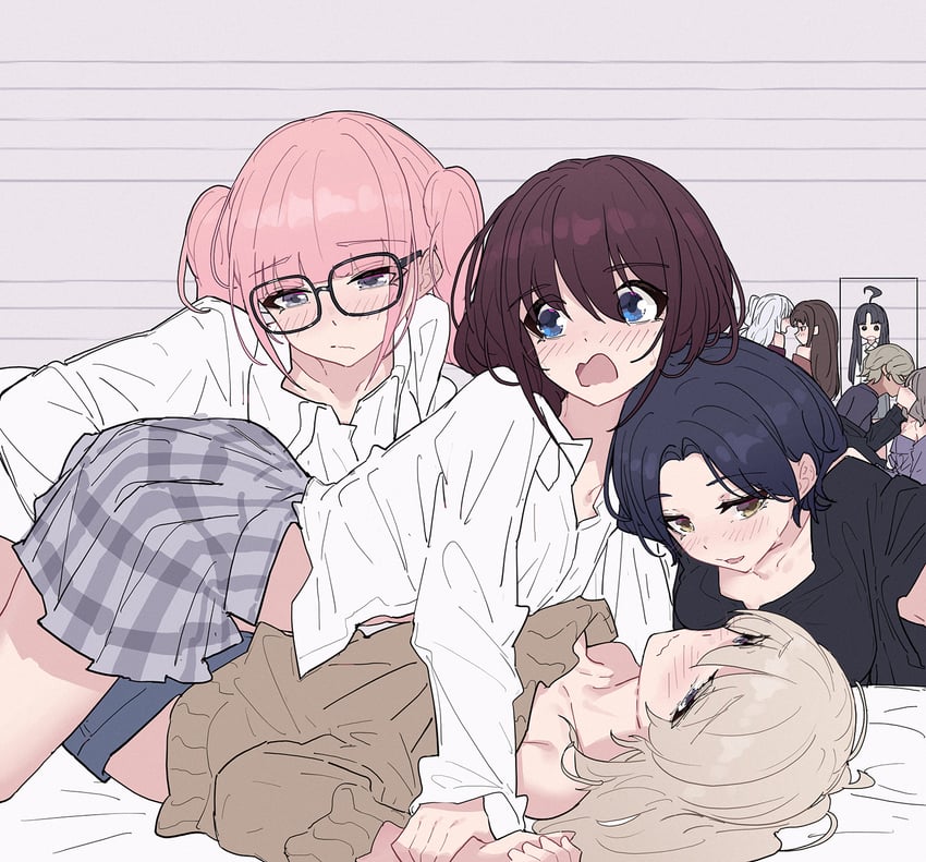 iseri nina, kawaragi momoka, awa subaru, ebizuka tomo, rupa, and 4 more (girls band cry) drawn by yun_cao_bing