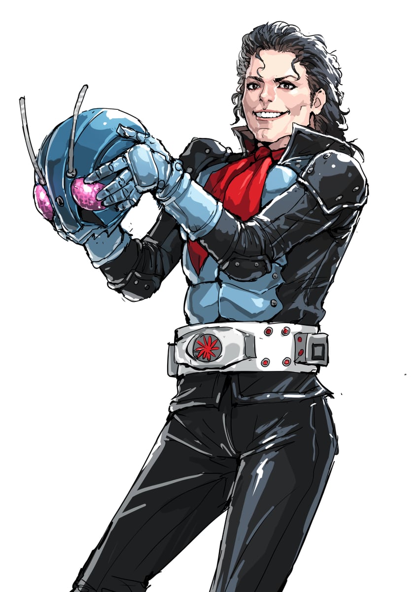 kamen rider 1 and michael jackson (real life and 1 more) drawn by cirenk