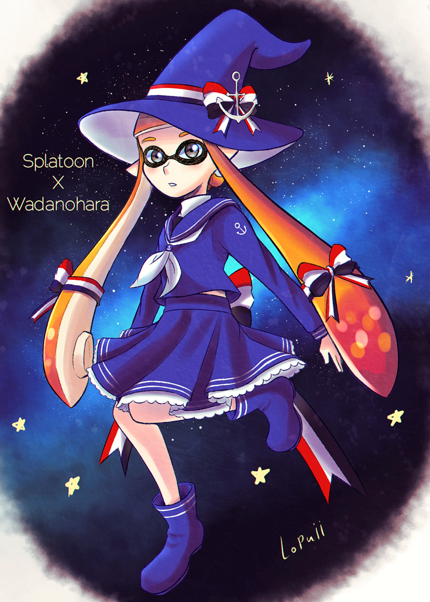inkling player character, inkling girl, and wadanohara (splatoon and 3 more) drawn by lopuii