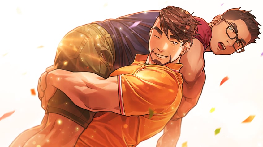 atsushi kenzaki and ryota hibiki (gachimuchi de dosukebe na kateikyoushi no oniisan to sugosu natsu) drawn by wasp_(anthyutena)