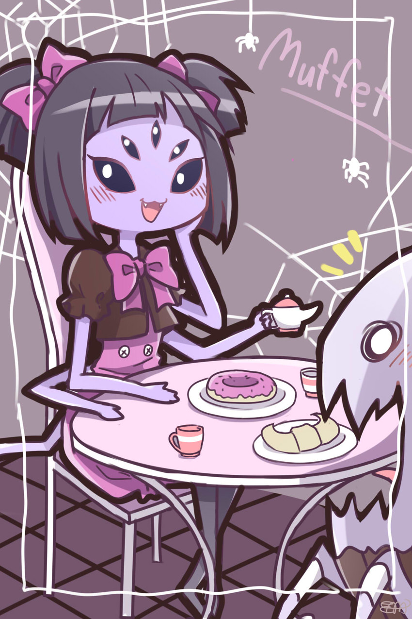 muffet and muffet's pet (undertale) drawn by big_cat_shan