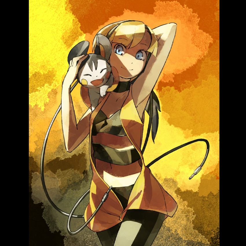 elesa and emolga (pokemon and 1 more) drawn by shihou_(g-o-s)