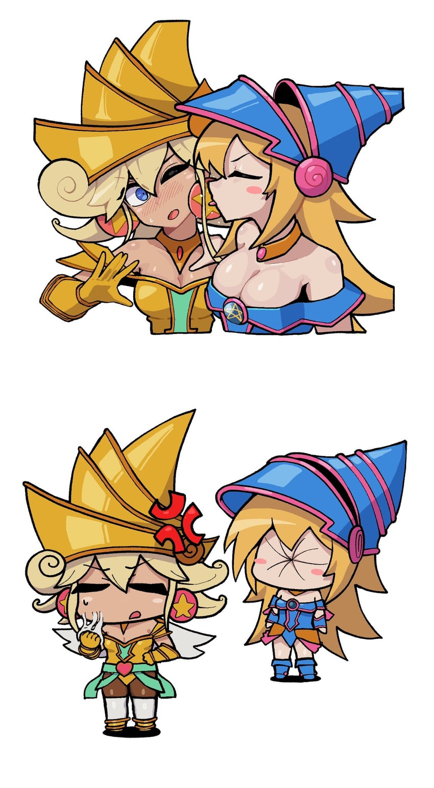 dark magician girl and lemon magician girl (yu-gi-oh!) drawn by dillo_(smootharmadillo)