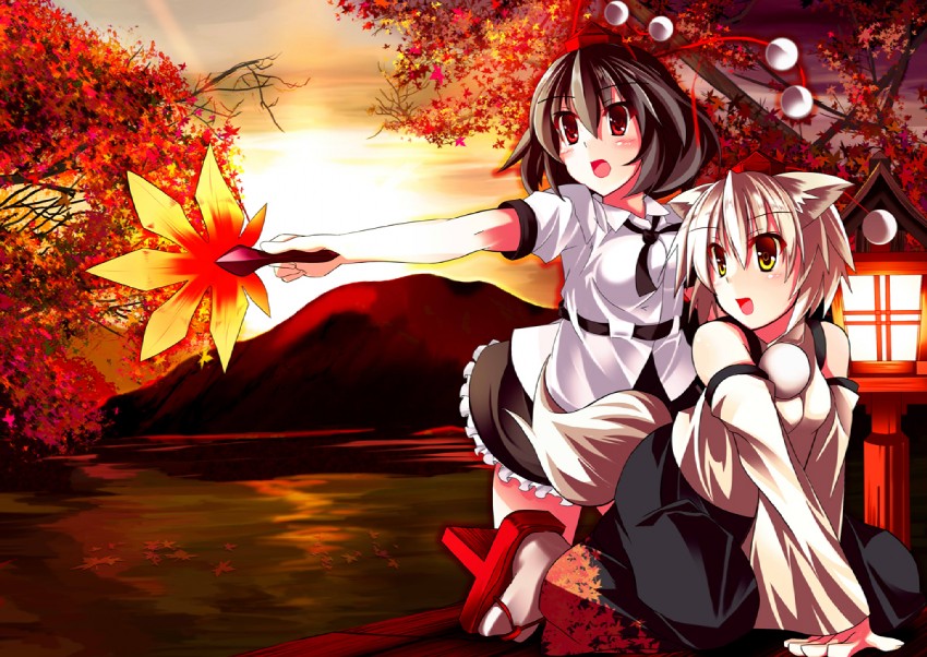 shameimaru aya and inubashiri momiji (touhou) drawn by rei-ru