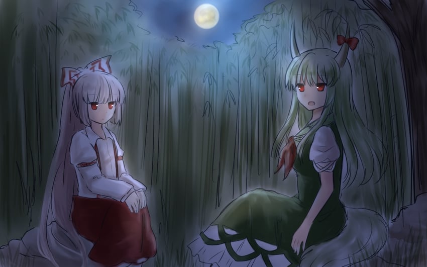 fujiwara no mokou, kamishirasawa keine, and ex-keine (touhou) drawn by koto_(shiberia39)