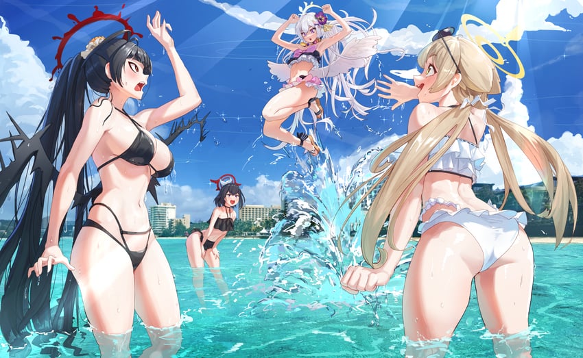 hifumi, azusa, tsurugi, and mashiro (blue archive) drawn by roro_(tpghksdlzpq)