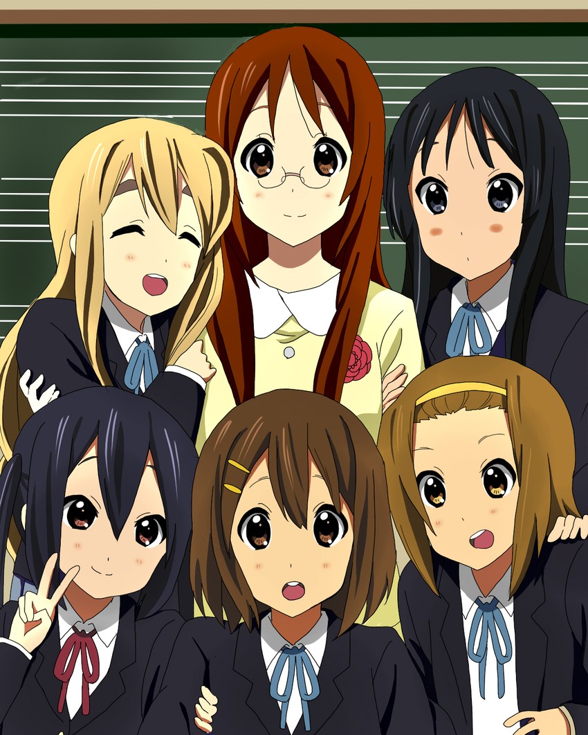 akiyama mio, nakano azusa, hirasawa yui, tainaka ritsu, kotobuki tsumugi, and 1 more (k-on!) drawn by hanatani_nina