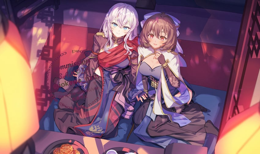 sharifah ozdil and alexandra viktorovna dashkova (original) drawn by iokawa_nzm
