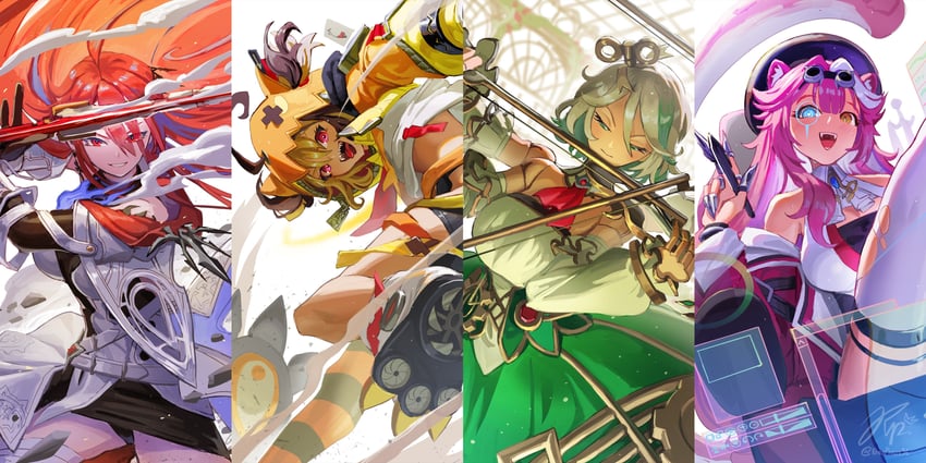 raora panthera, gigi murin, cecilia immergreen, and elizabeth rose bloodflame (hololive and 1 more) drawn by khoaphan96
