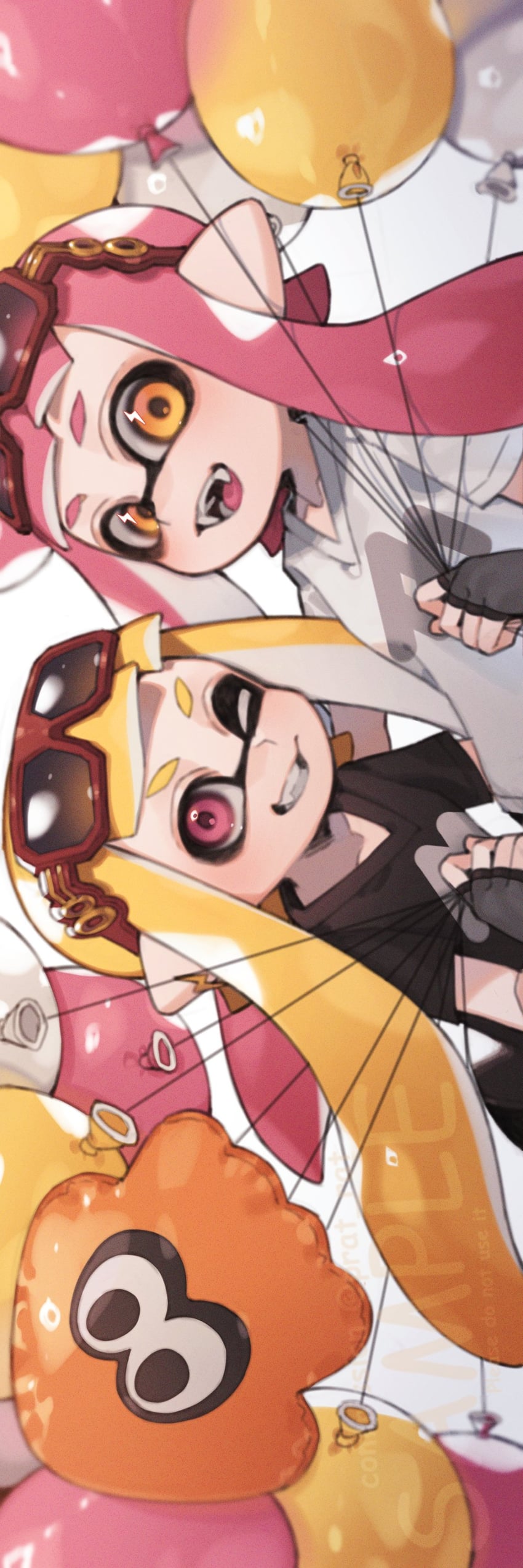 inkling player character and inkling girl (splatoon) drawn by prat_rat