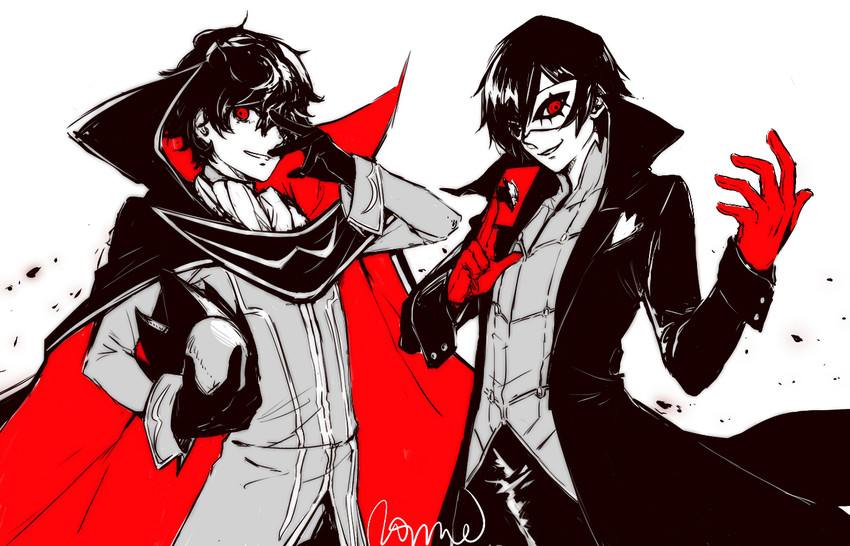 amamiya ren, lelouch vi britannia, joker, and fukuyama jun (persona and 2 more) drawn by towne