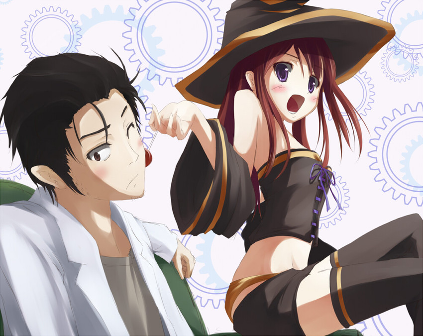 makise kurisu and okabe rintarou (steins;gate) drawn by enatetsu