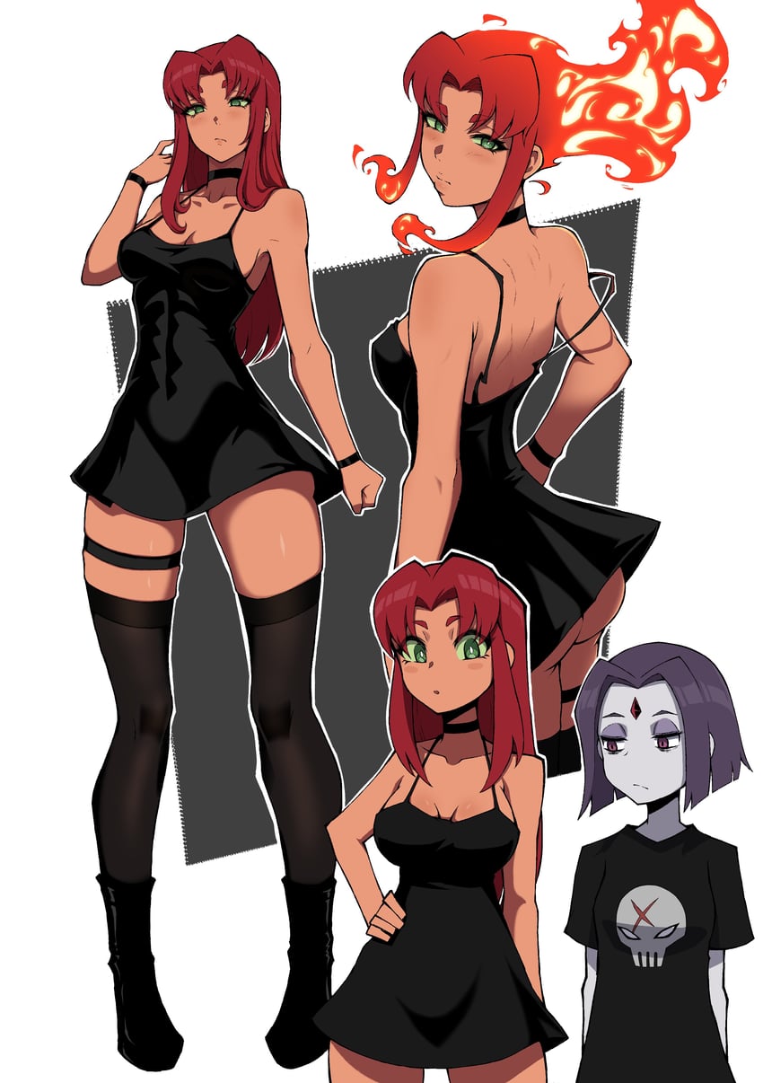 raven, starfire, and red x (dc comics and 1 more) drawn by kekel