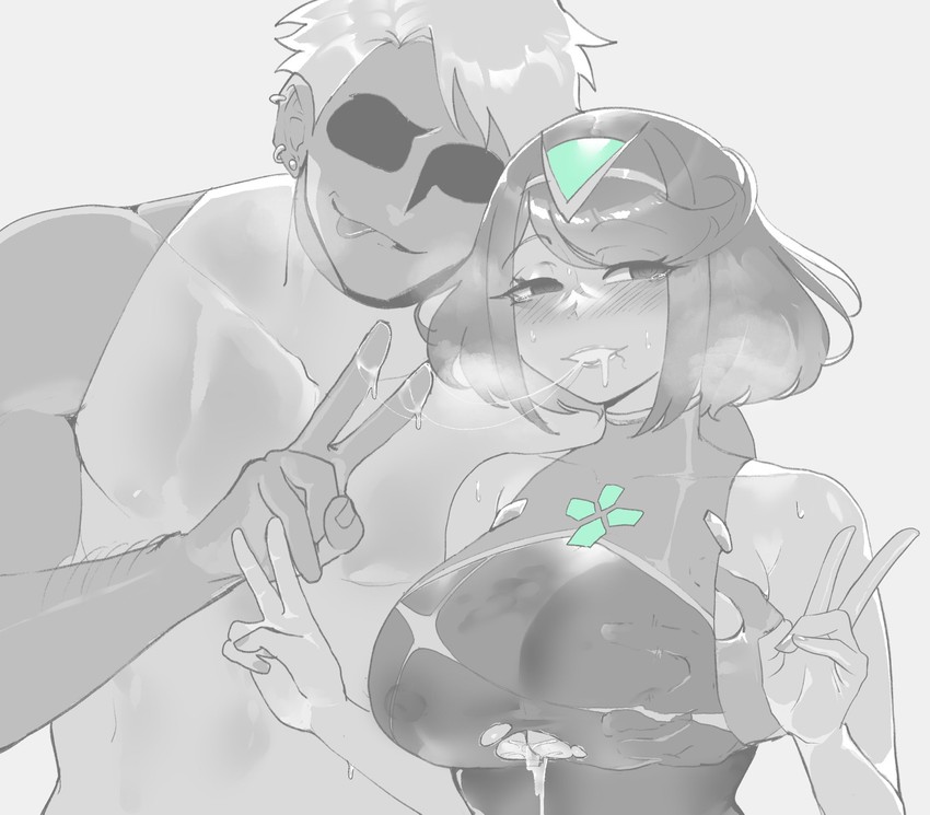 rex and pyra (xenoblade chronicles and 1 more) drawn by nyantcha