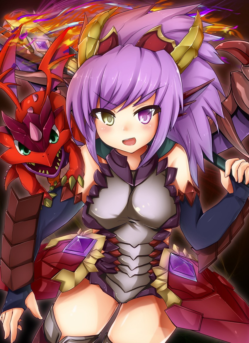 sonia and red dragon (puzzle & dragons) drawn by samoore