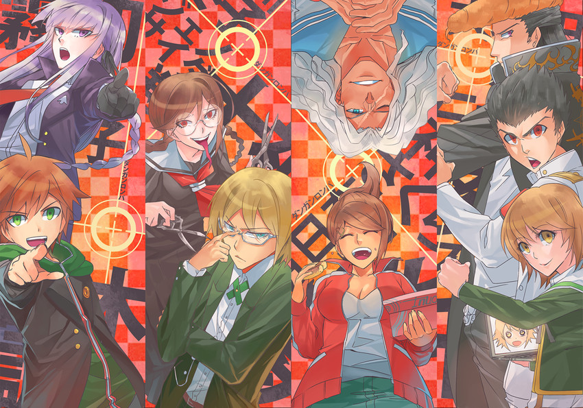 kirigiri kyoko, naegi makoto, fujisaki chihiro, fukawa toko, asahina aoi, and 5 more (danganronpa and 1 more) drawn by fare